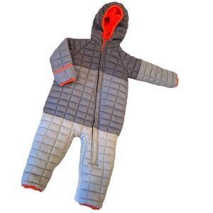 NWOT Snozu Baby Quilted Puffer Hooded Snowsuit Grey and Red 24Month 1160